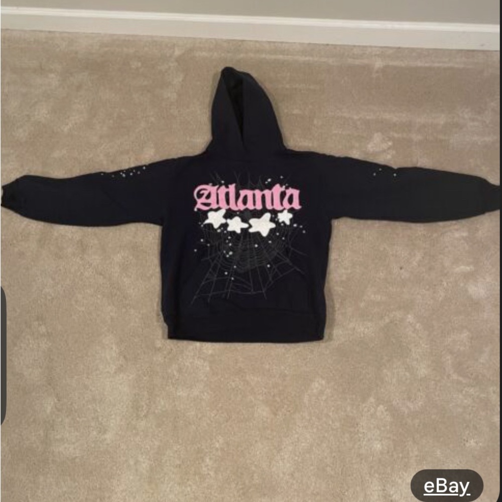 Atlanta Black Hoodie with Pink and White Design
